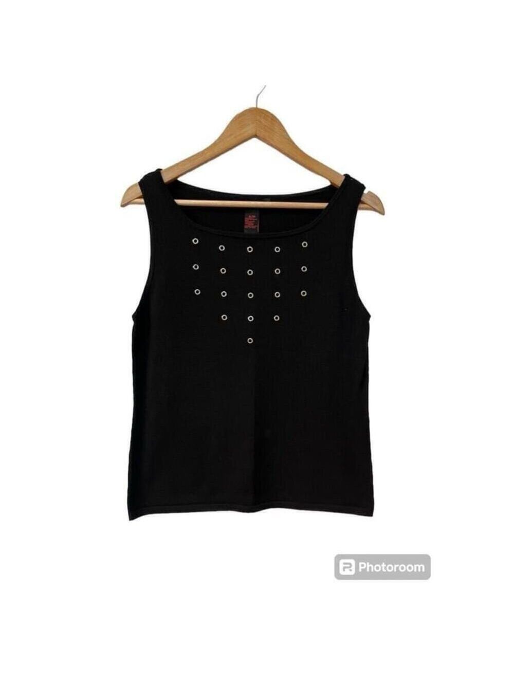 Oscar Leopold Black Tank Top with Grommets